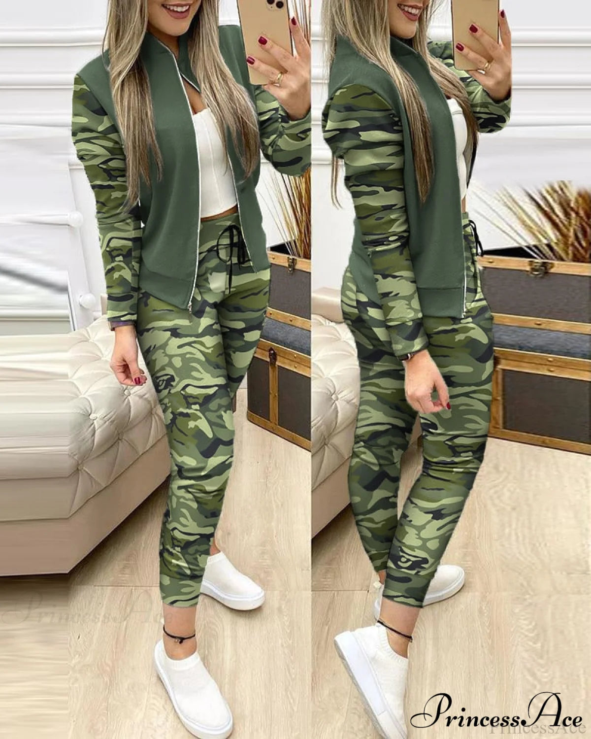 Tracksuit Winter - Zipper Piece For Pants Autumn + 2 Set Long Sports Jacket Suit Fashion Women