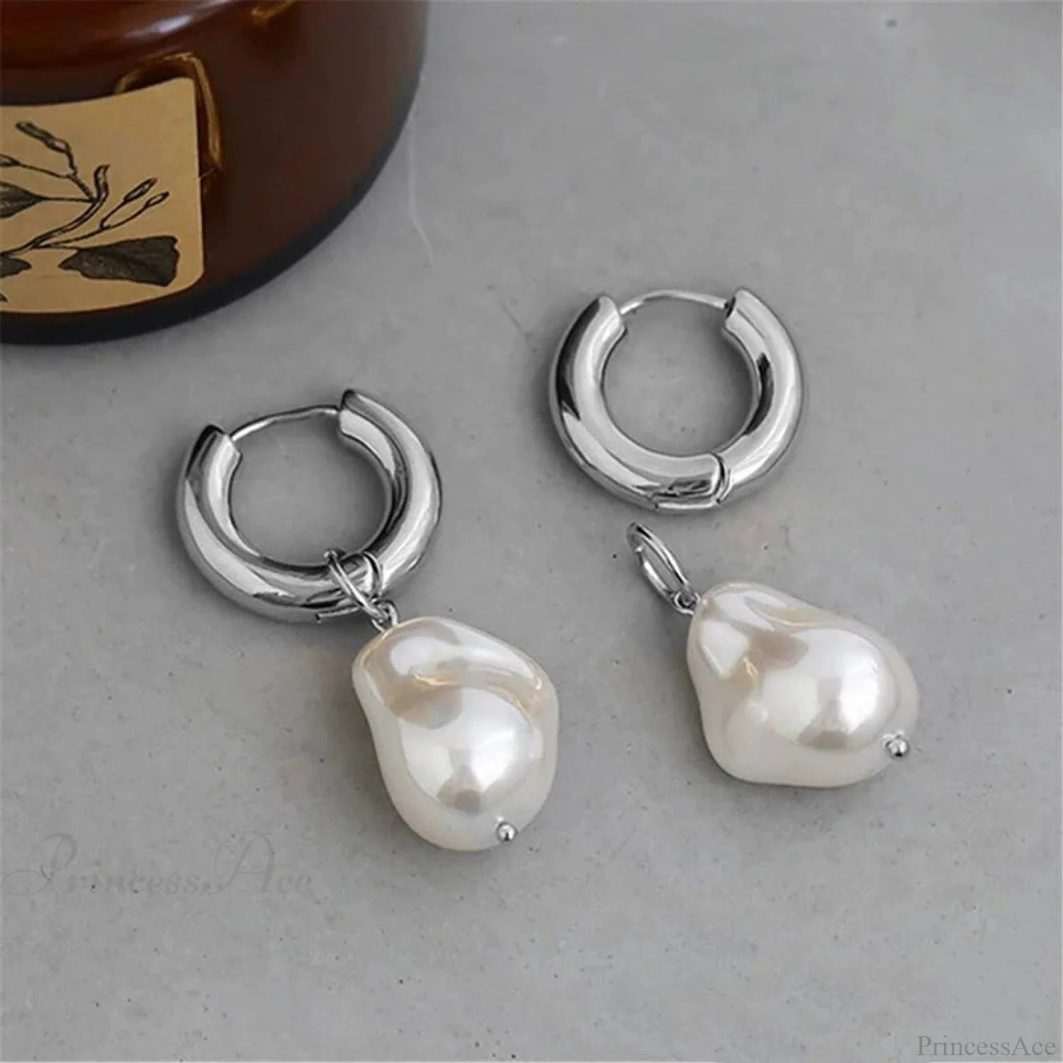 Tranquil Dove Ceramic Metal Circle Hoop Earring white1