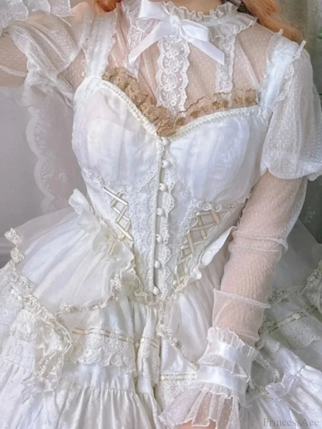 Transparent Embroidered Lace Top WHITE / S