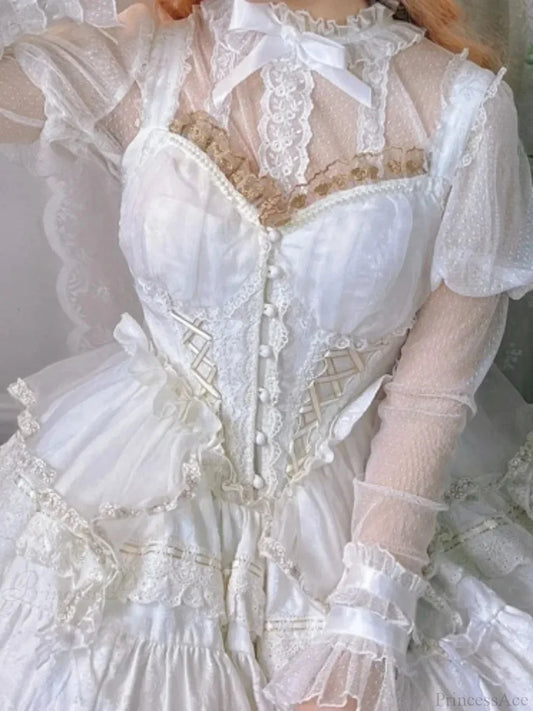 Transparent Embroidered Lace Top WHITE / S