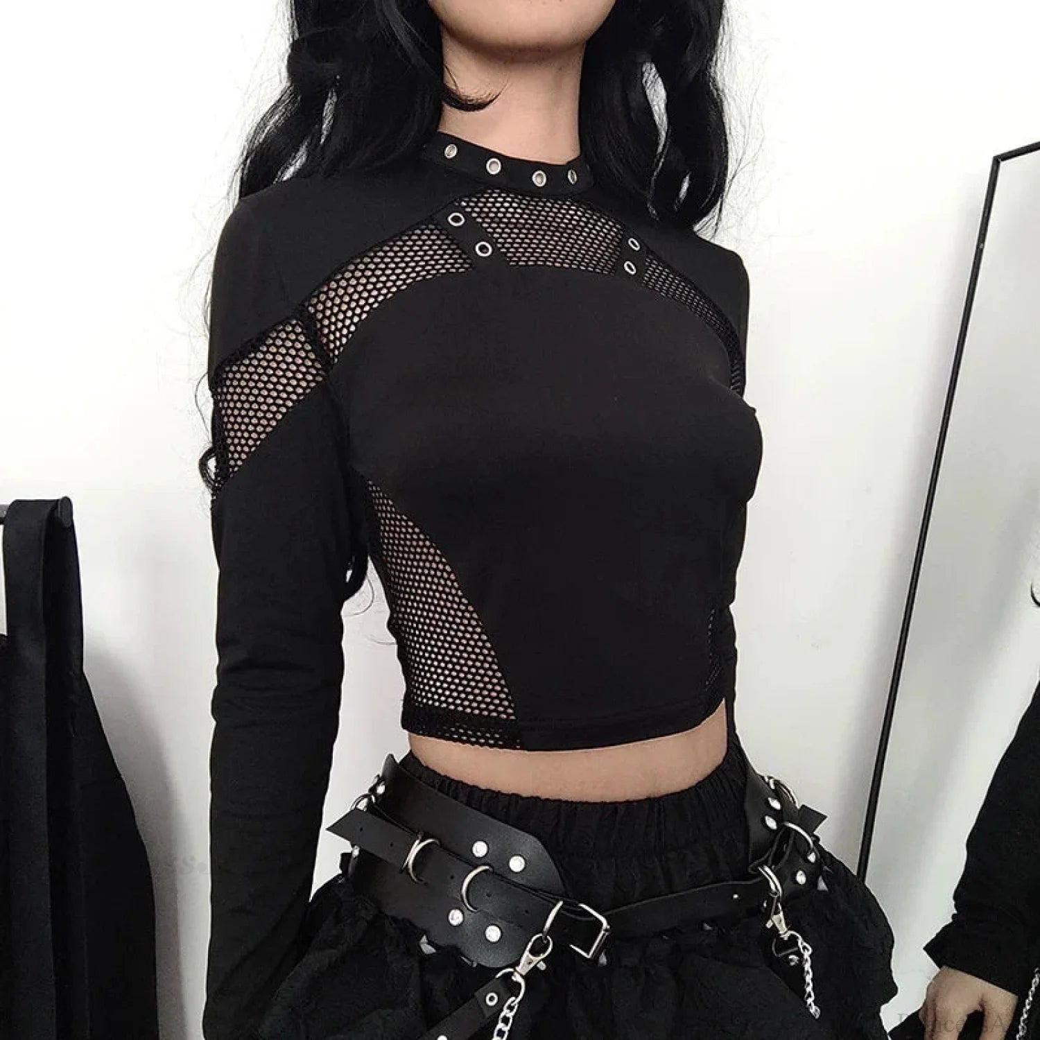 Transparent Mesh Knitted Top