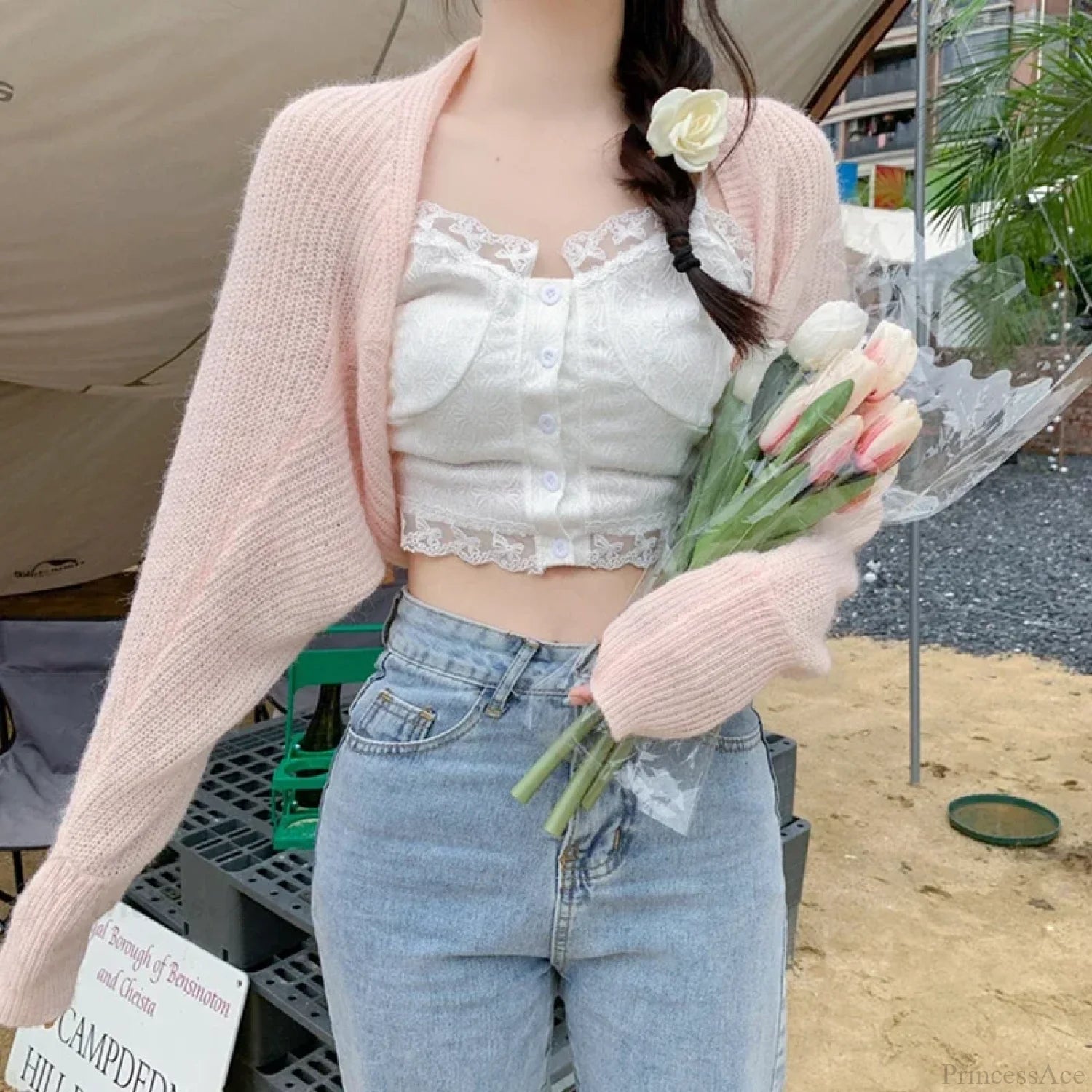 Transparent Sun Protection Open Front Cropped Knit Cardigan cardiagn-250126