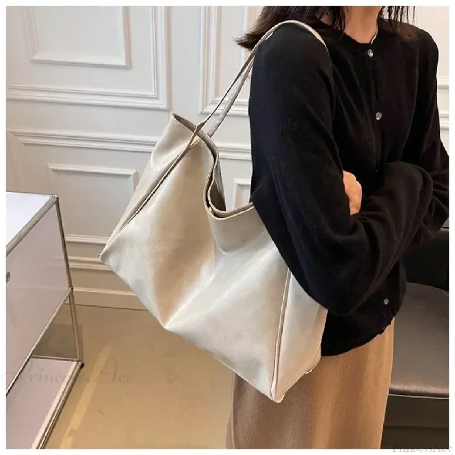 Trendy Bow Casual Shoulder Bag Creamy-white shoulder-250126