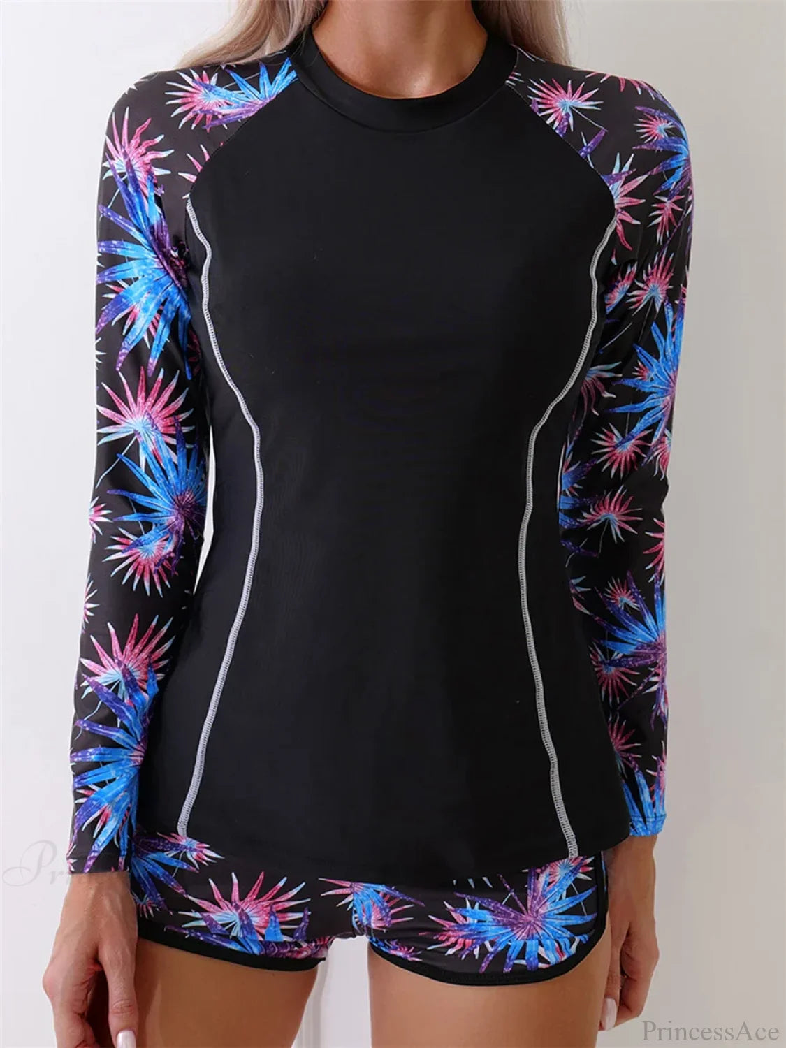 Tropical Print Rashguard Two Piece Set Print / S