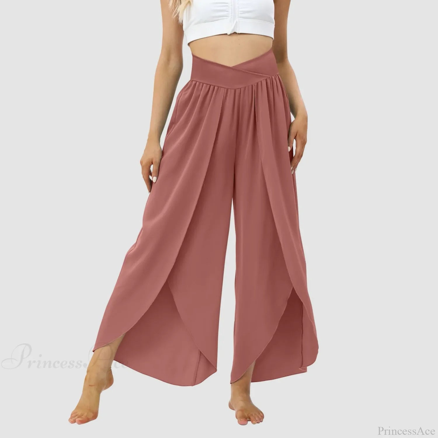 Tulle Ruffled Pleated Summer Pants Red / S