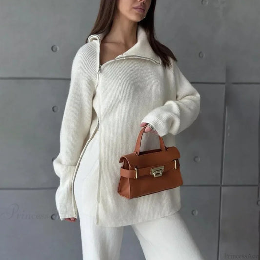Turtle Collar Zip Sweater