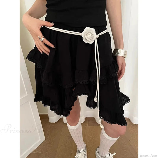 Unconventional Mysterious Flowery Cord Girdle WHITE / 130cm