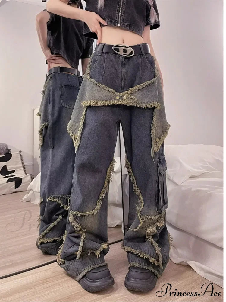 Unique Versatile Straight Leg High Waist Summer Loose Wide Vintage Style Women’s Jean