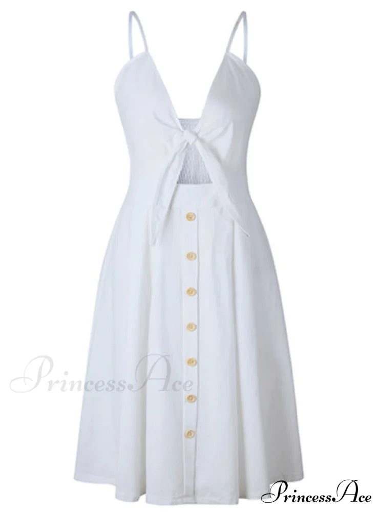 V Backless Midi Length Tunic Beach Dress M / Green Dresses