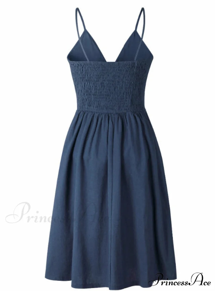 V Backless Midi Length Tunic Beach Dress S / White Dresses