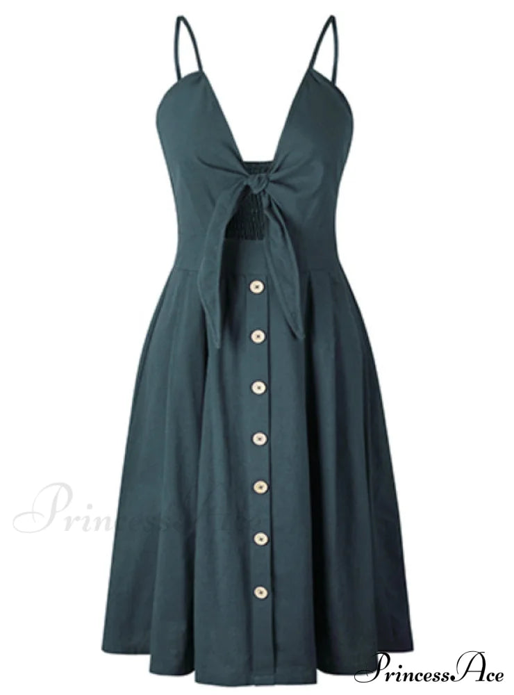 V Backless Midi Length Tunic Beach Dress S / Yellow Dresses