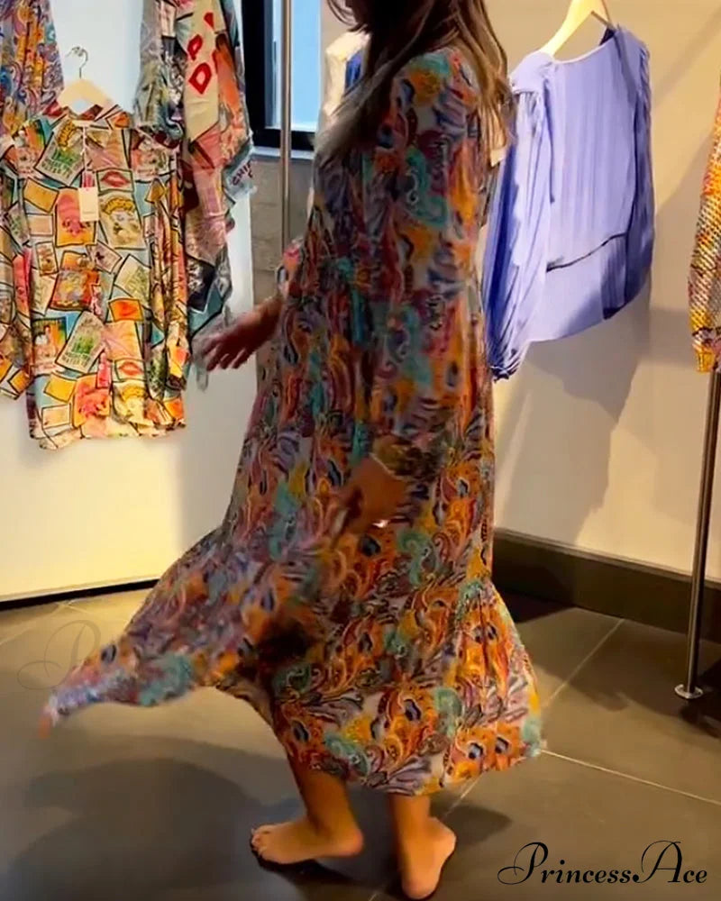 V Neck A-Line Maxi Dress Dresses