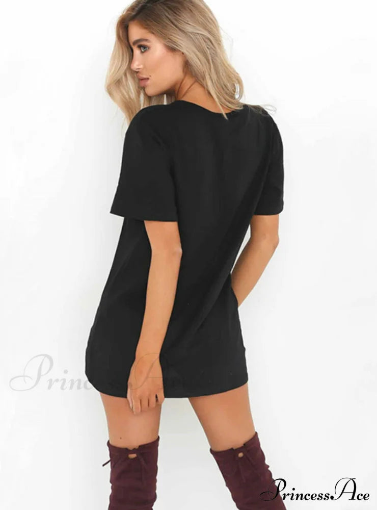 V Neck Cotton Summer Dress Women Solid Casual Loose S / Green Dresses