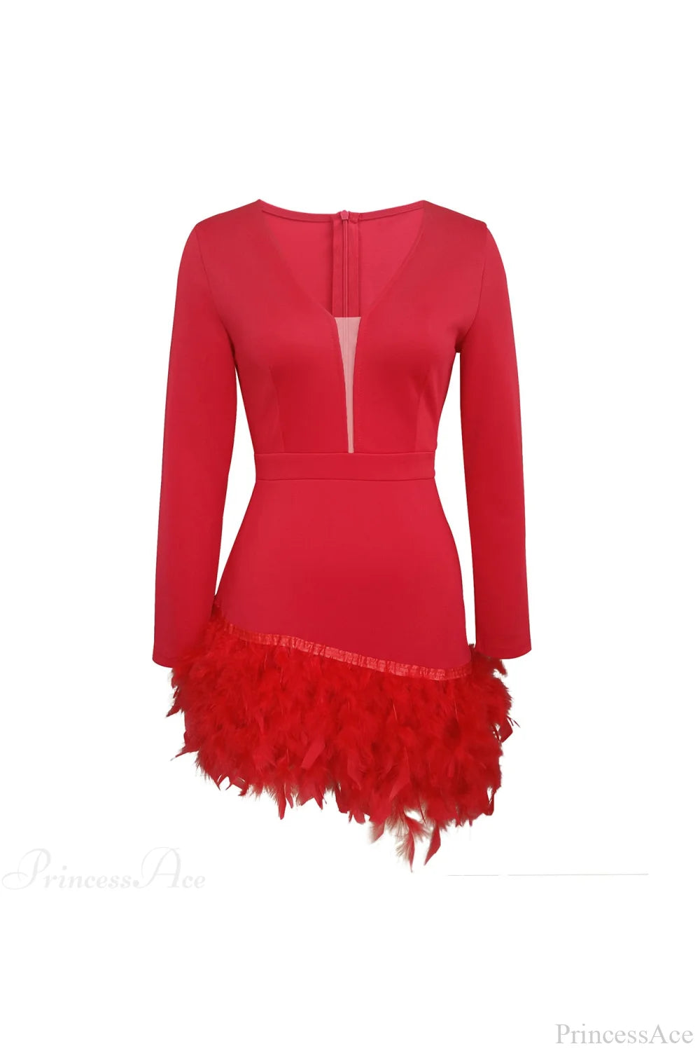 V Neck Feather Pack Mini Dress Dresses