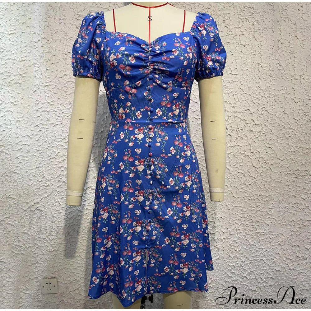 V-Neck Lace Up Lantern Sleeve Ruffles Dress L / Green Dresses