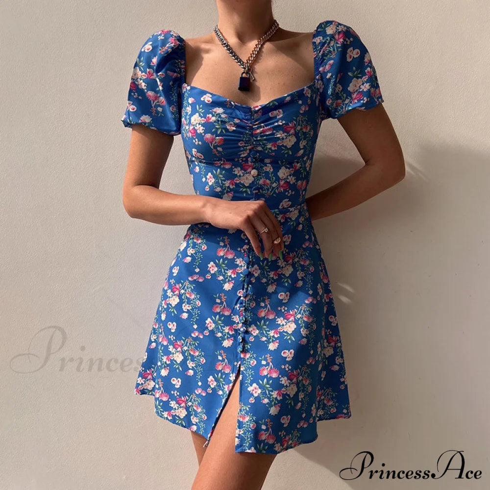 V-Neck Lace Up Lantern Sleeve Ruffles Dress S / White Dresses