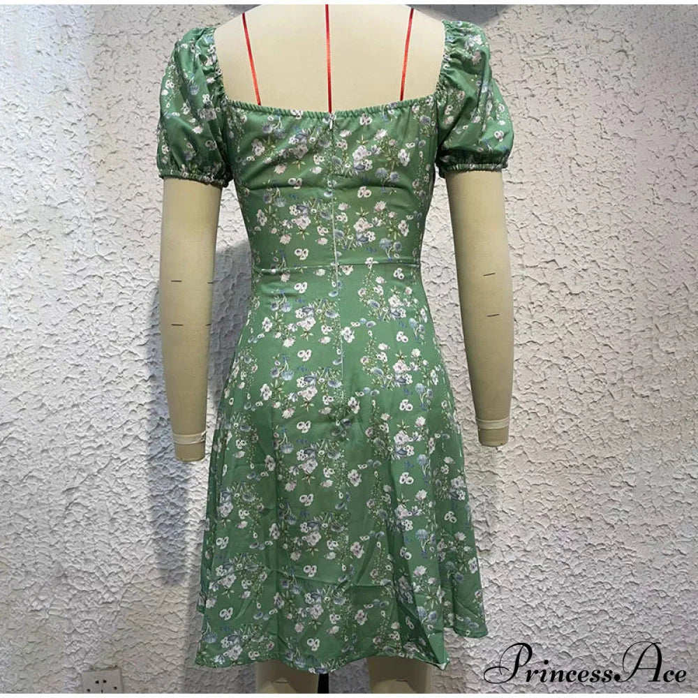 V-Neck Lace Up Lantern Sleeve Ruffles Dress Xl / Blue Dresses