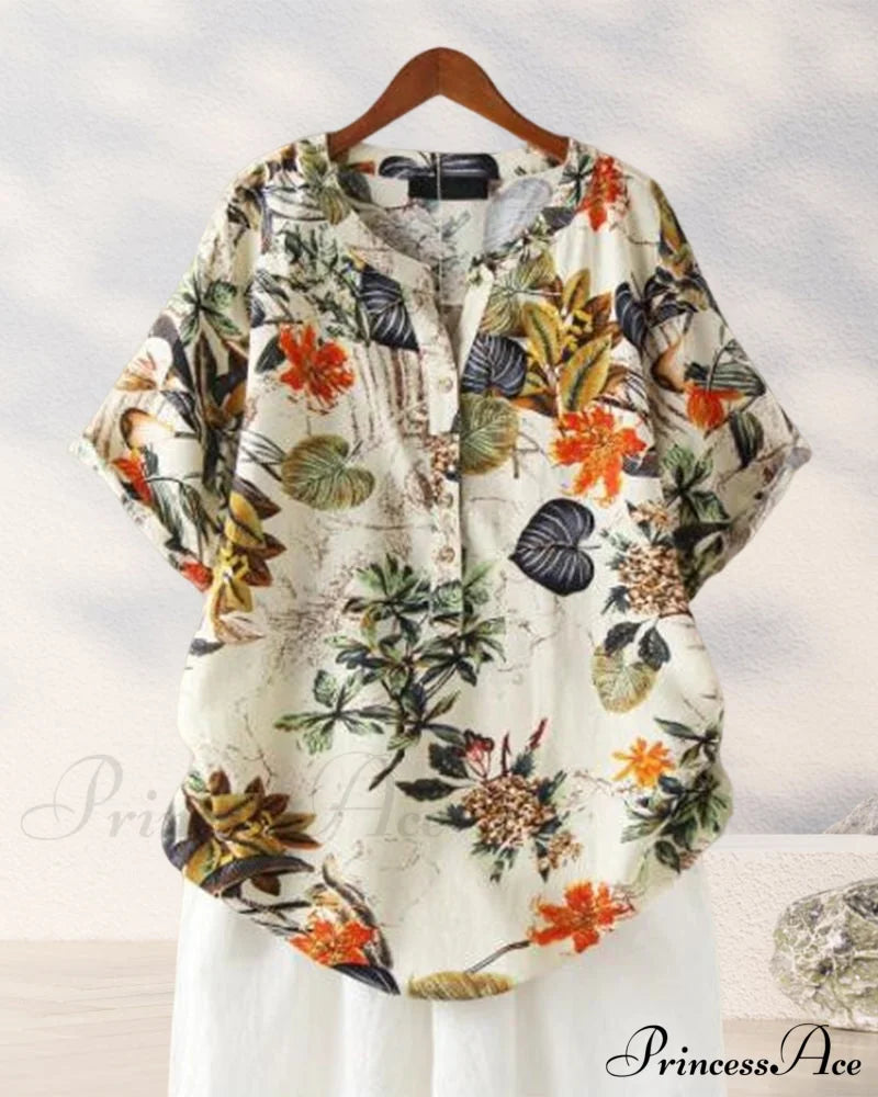 V-Neck Patterned T-Shirt T-Shirts