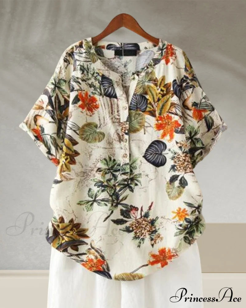 V-Neck Patterned T-Shirt T-Shirts