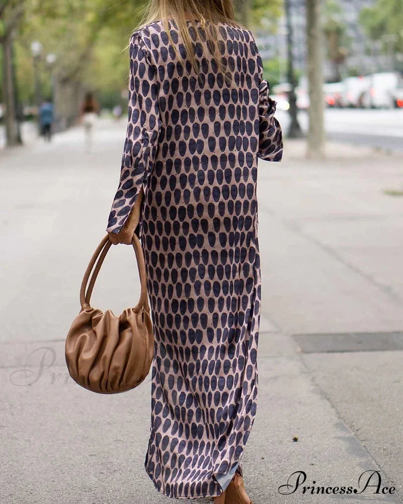 V-Neck Polka Dot Print Dress Casual Dresses