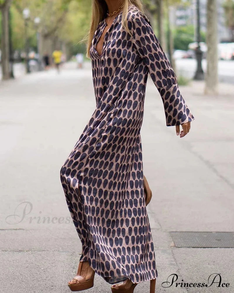 V-Neck Polka Dot Print Dress Casual Dresses