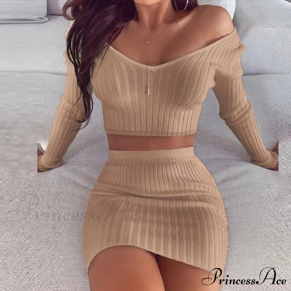 V Neck Slim The Mini Party Ladies Knit Shoulder Arm Off Warm-Season Elegant Women Gown Long Soft