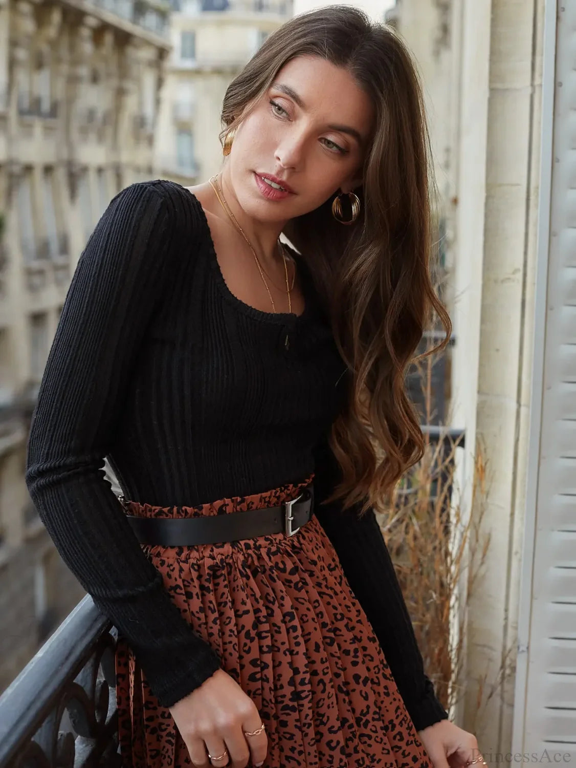 V-neck Slimming Inside Wear Pit Strip Sweater Knit Top knittop-250126