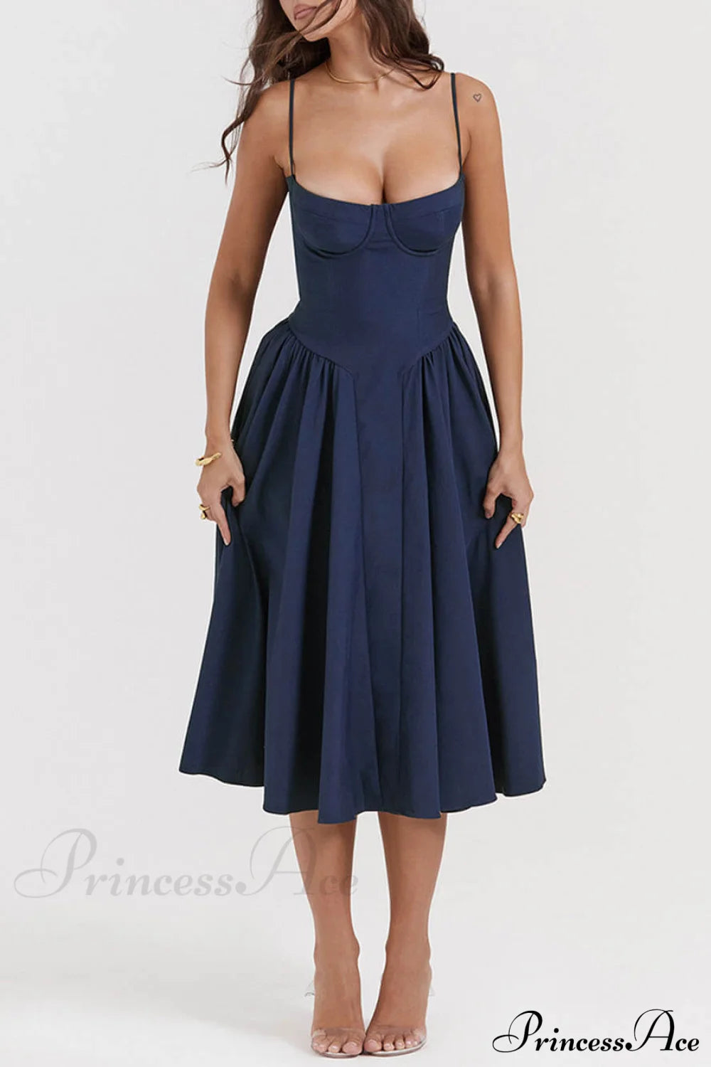 V-Neck Strapless Stylish Midi Dress Dresses