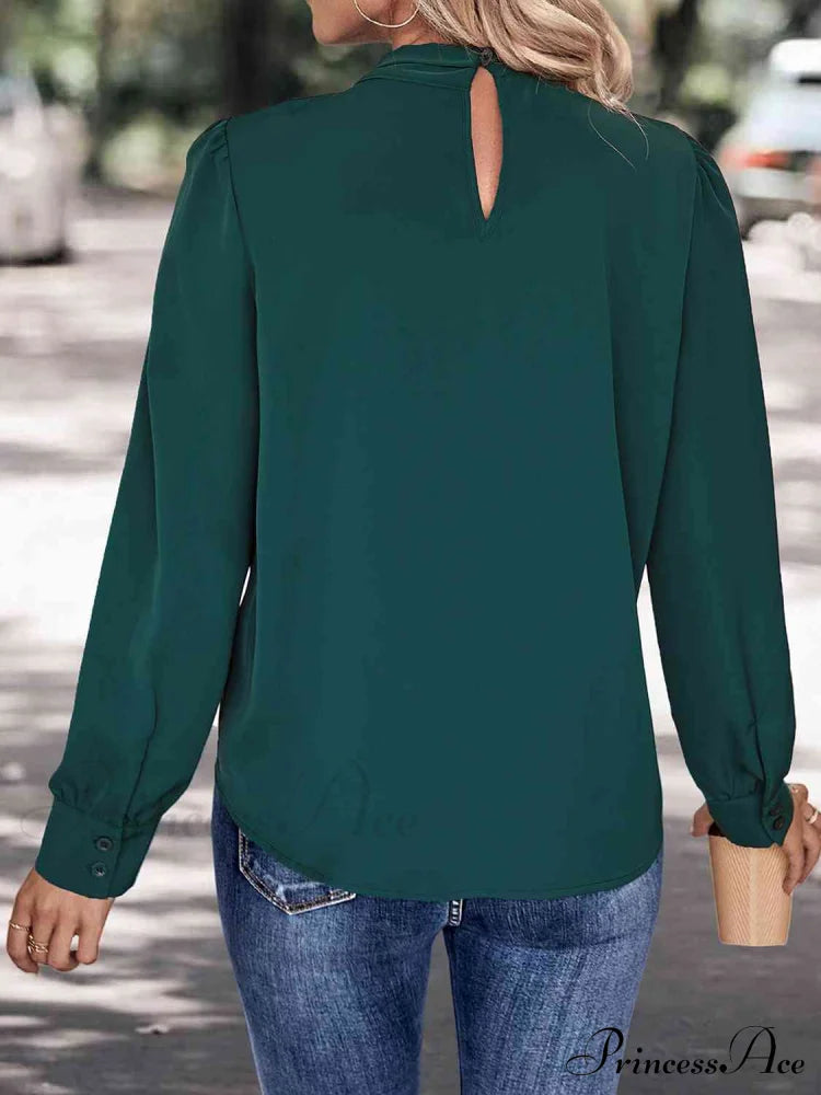 V-Neck With Long Blouse Cutout Sleeves