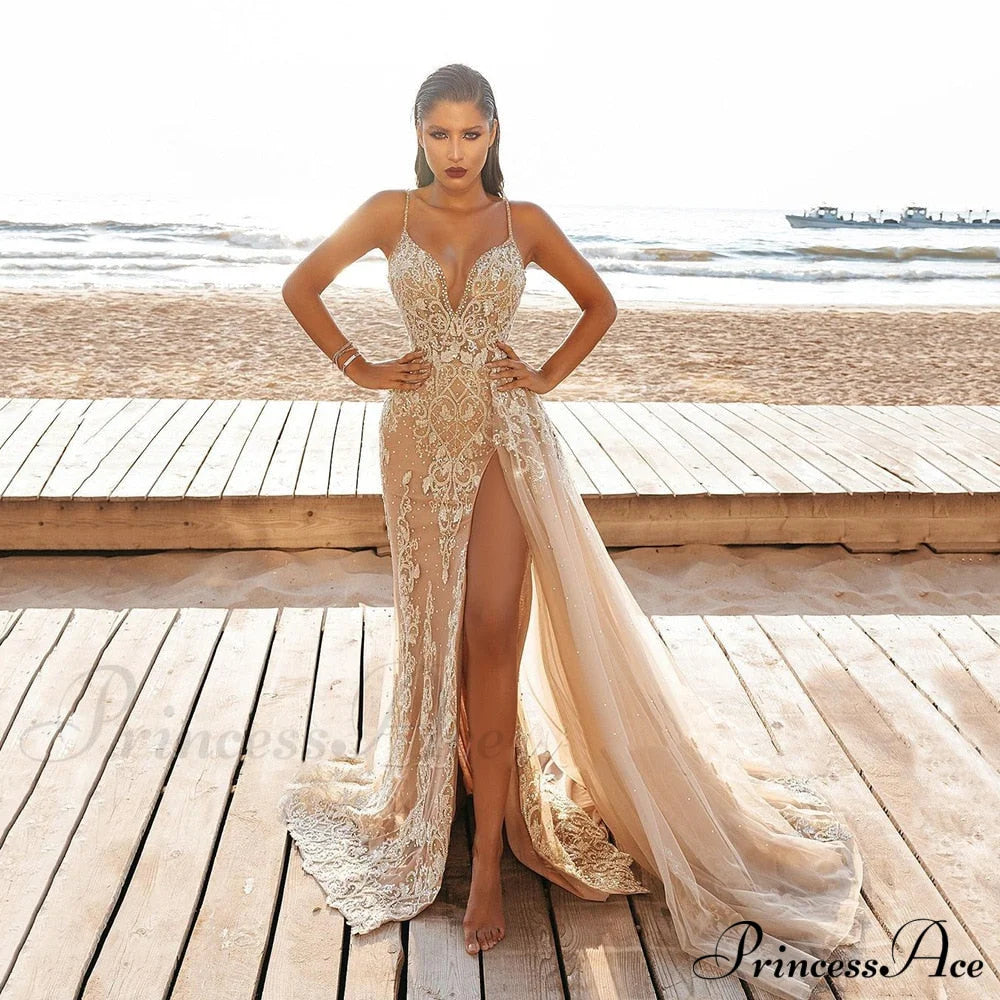 V - Party For Sequined Evening Elegant Wedding Gown Neck Women Deep Full-Length Wear