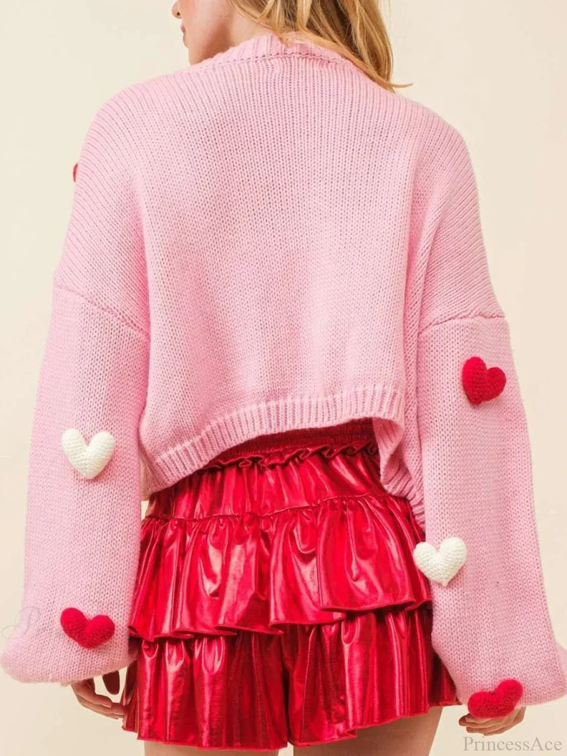 Valentine’s Day 3D Heart Embroidery Cardigan