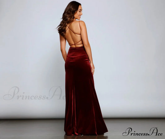 Vega Formal High Charming Slit Velvet Dress S.o. Long Dresses