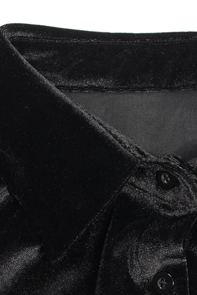 Velvet Blouse With Pockets Blouses