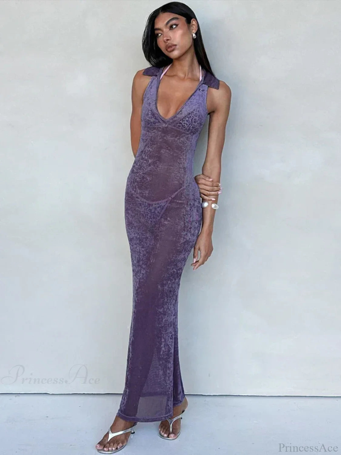 Velvet Perspective Turn-down Collar Vacation Dress vacationdress-250223