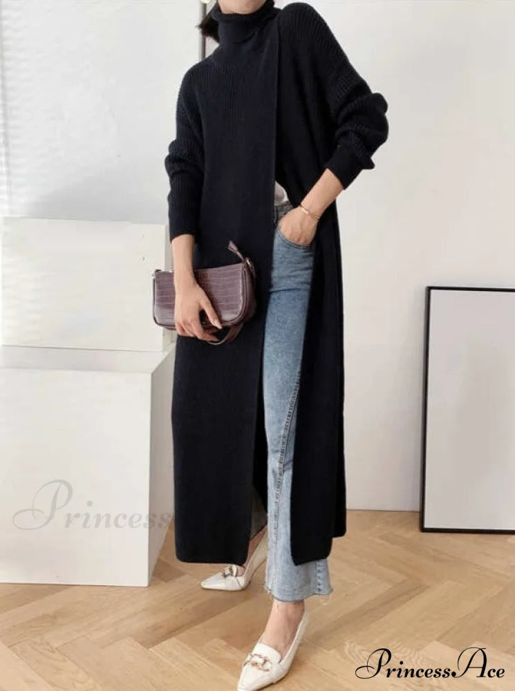 Vera Long Knit Top - Black One Size / Tops & Blouses