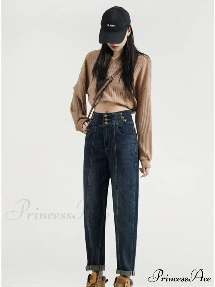 Versatile Light Color Thickened New Long Straight Art Natural Waist Fashion Jean