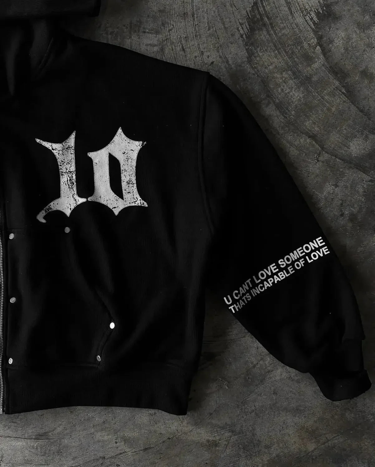 Vintage Black Zipper Hoodie