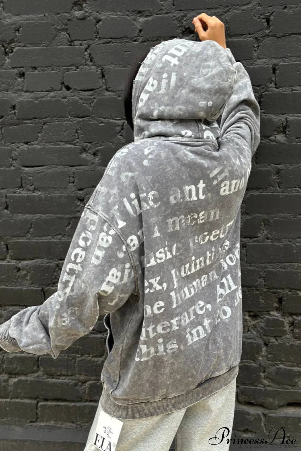 Vintage Bow Letter Distressed Hoodie