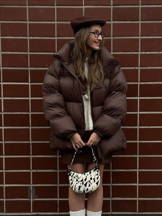 Vintage Brown Oversized Cotton Coat