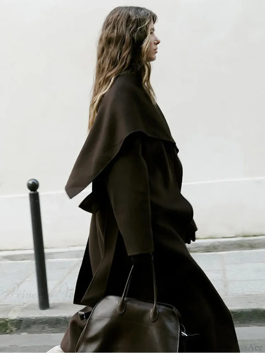 Vintage Brown Wool Blends coat Coffee / S