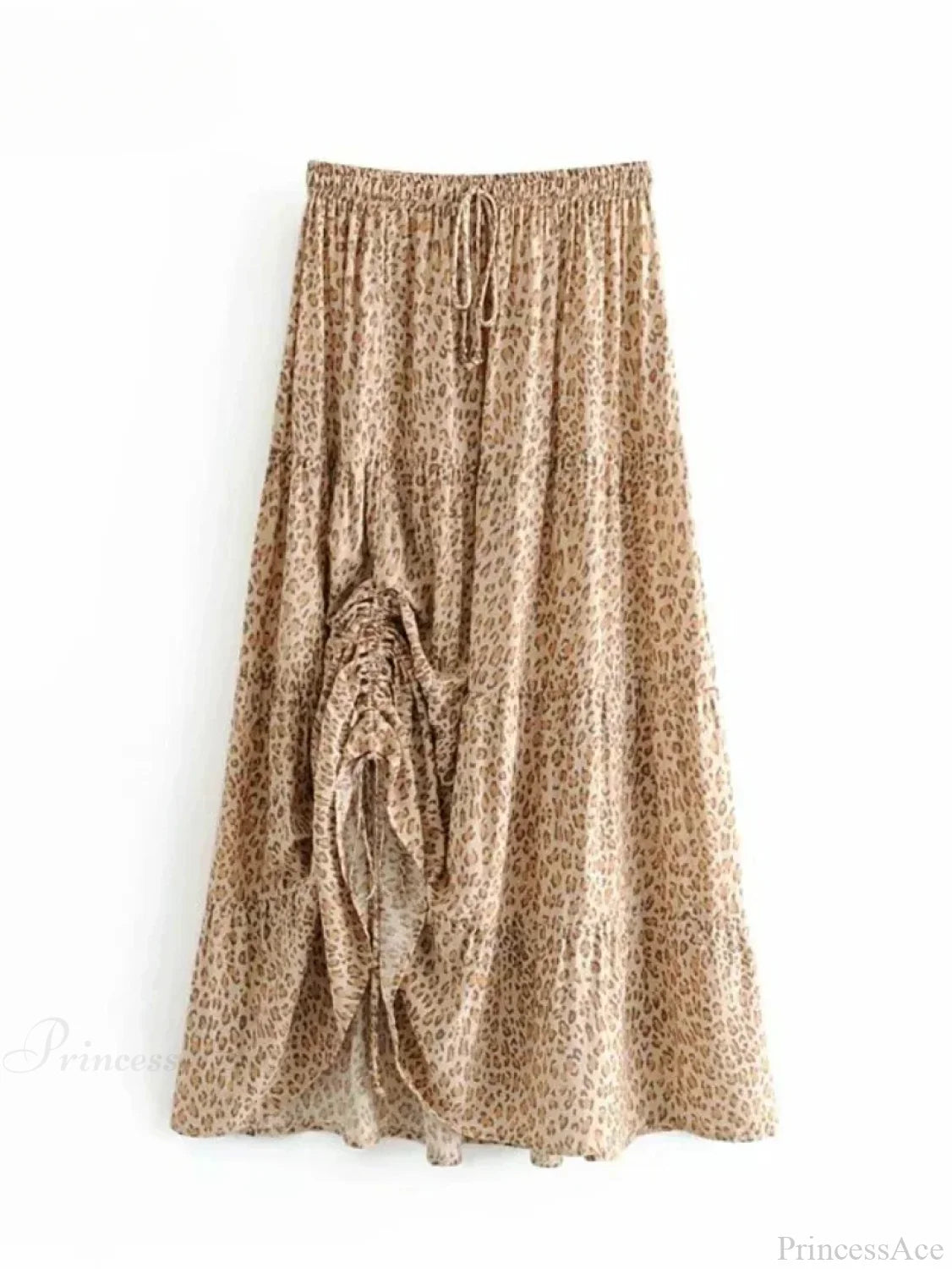 Vintage Chic Hippie Leopard Print Fold Design High Elastic A-Line Skirt skirt-250126