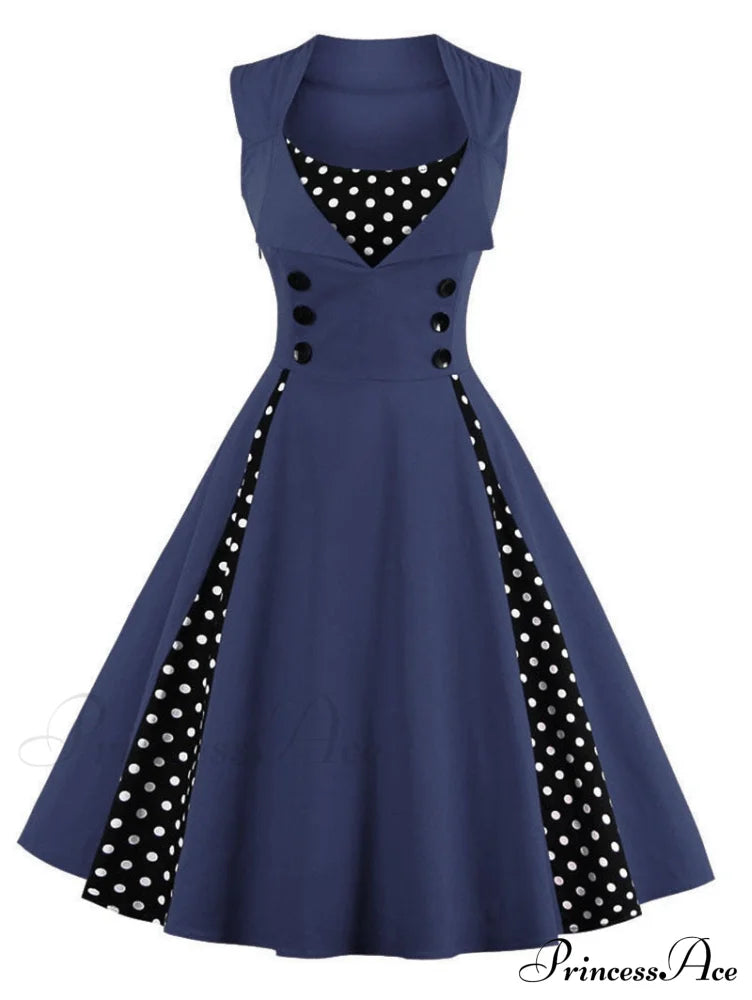 Vintage Dot Retro - Women’s Warm-Season Pin Swing Casual Tunic Party Rockabilly Vestidos Up Gown