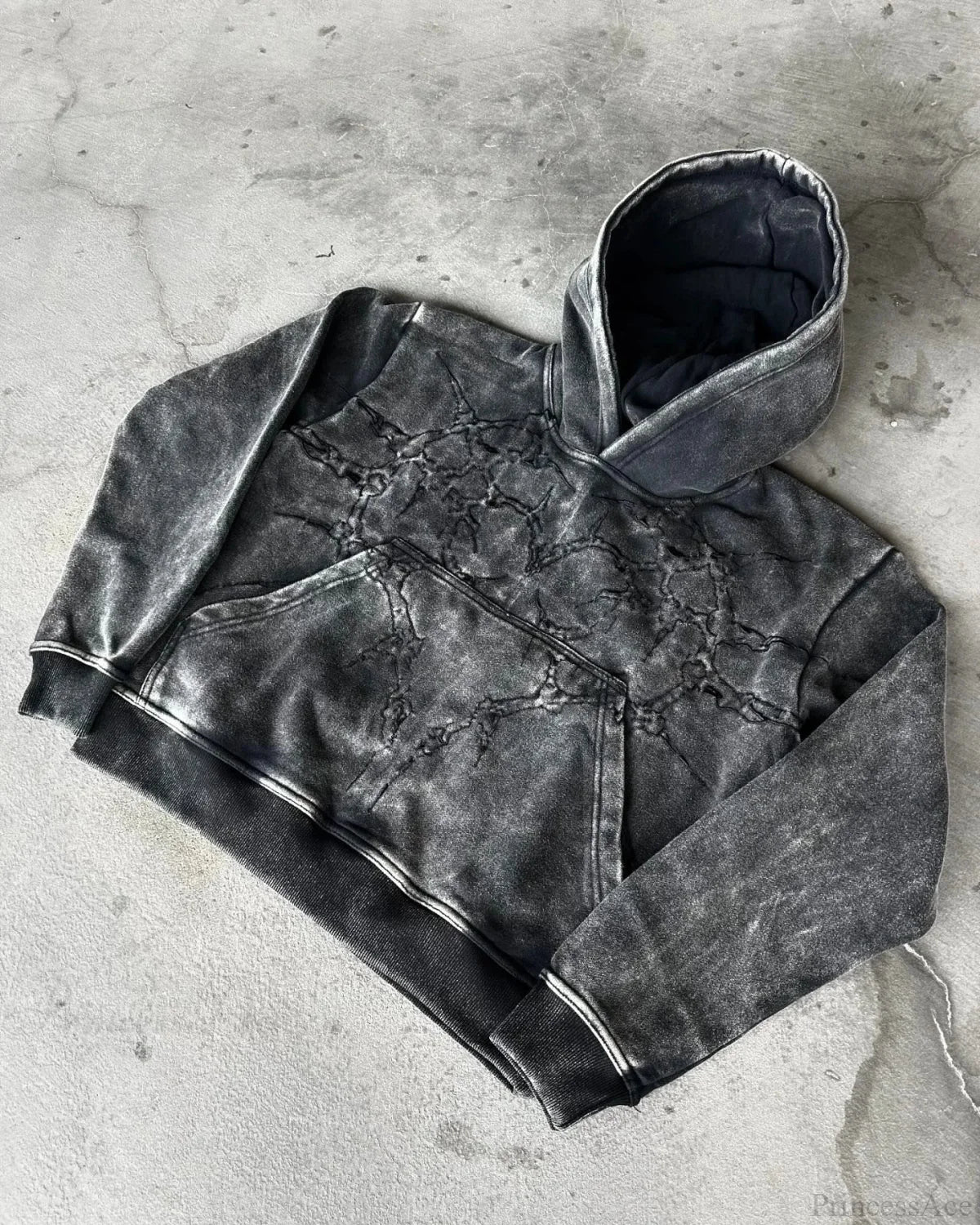 Vintage Embroidery Oversized Hoodie BLACK / M