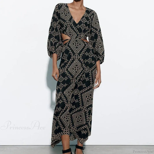 Vintage Ethnic Embroidery Boho Dress bohodress-250126