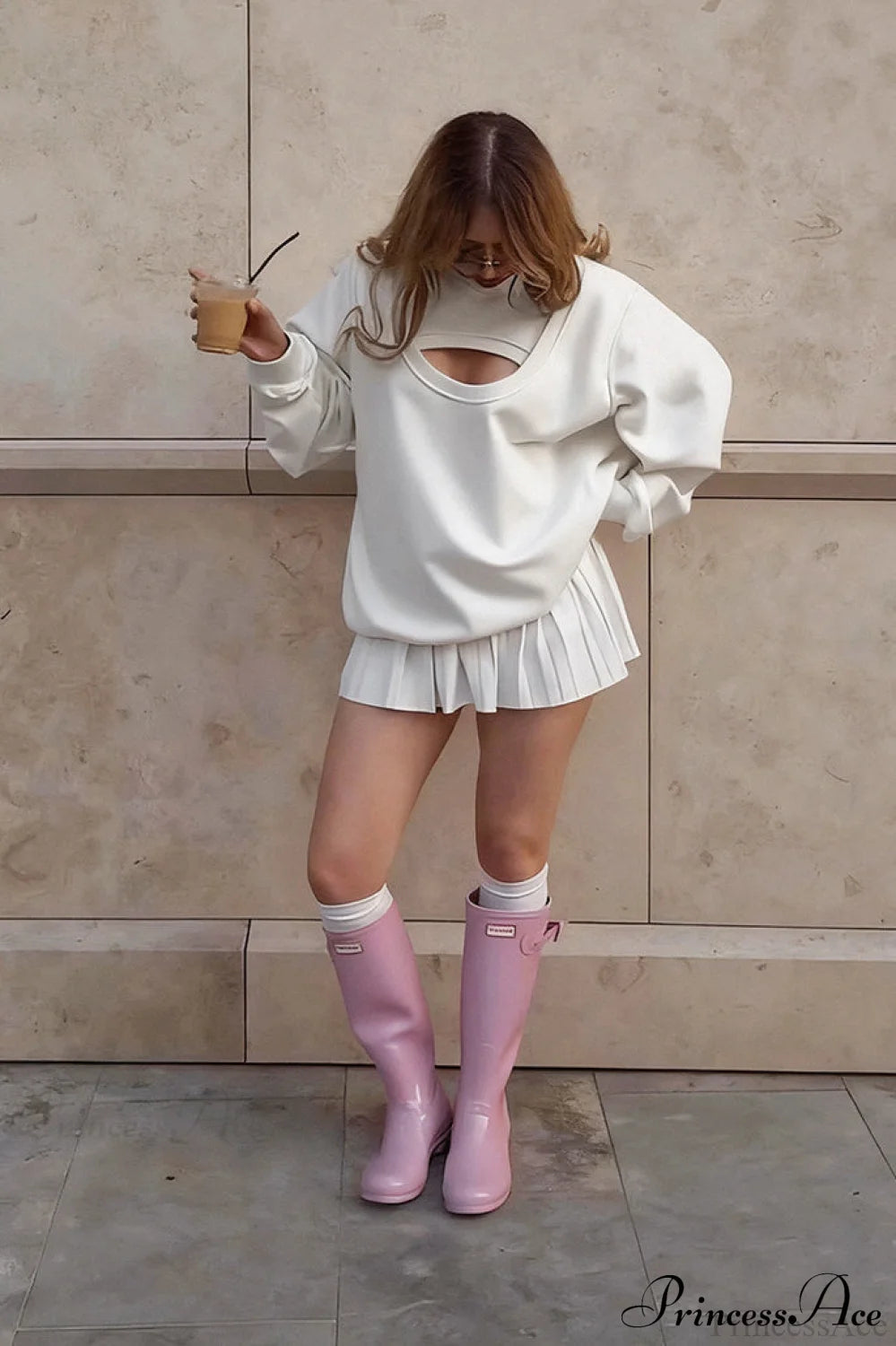 Vintage Fake Two Piece Cutout Loose Sweatshirt