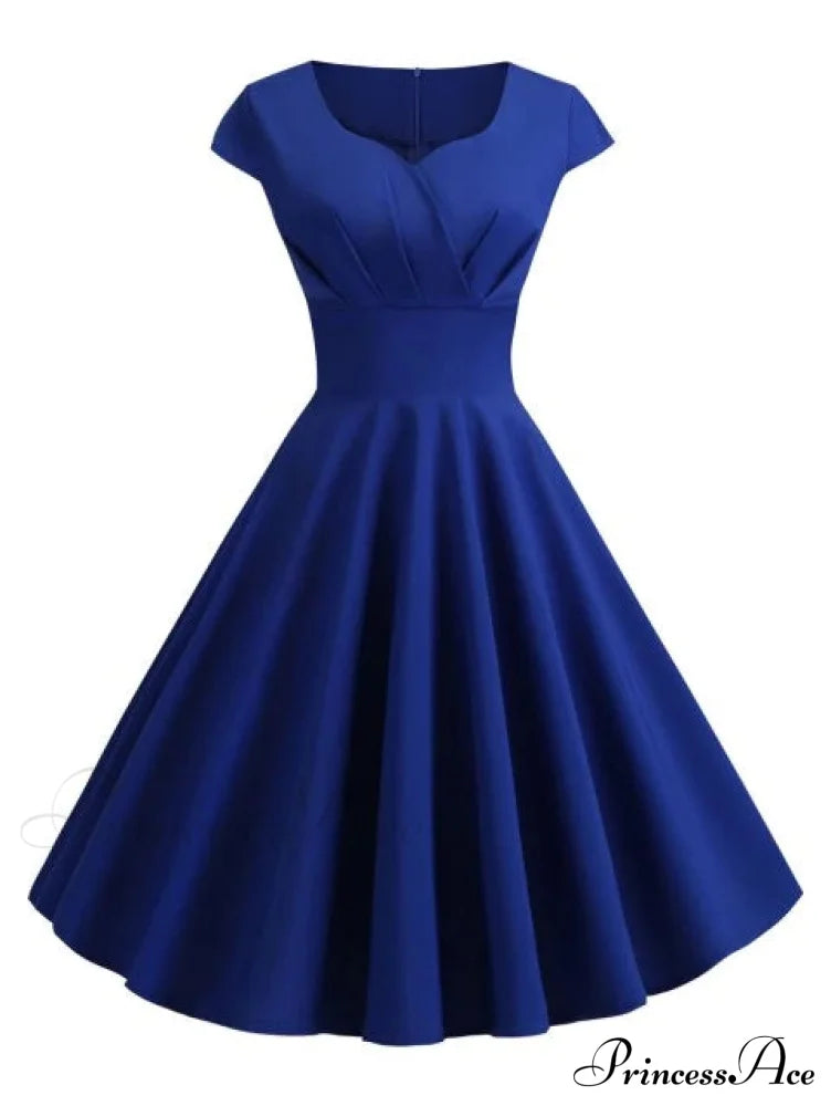 Vintage Fit And Flare Dress - Fashion Neck S / Sea Green Dresses