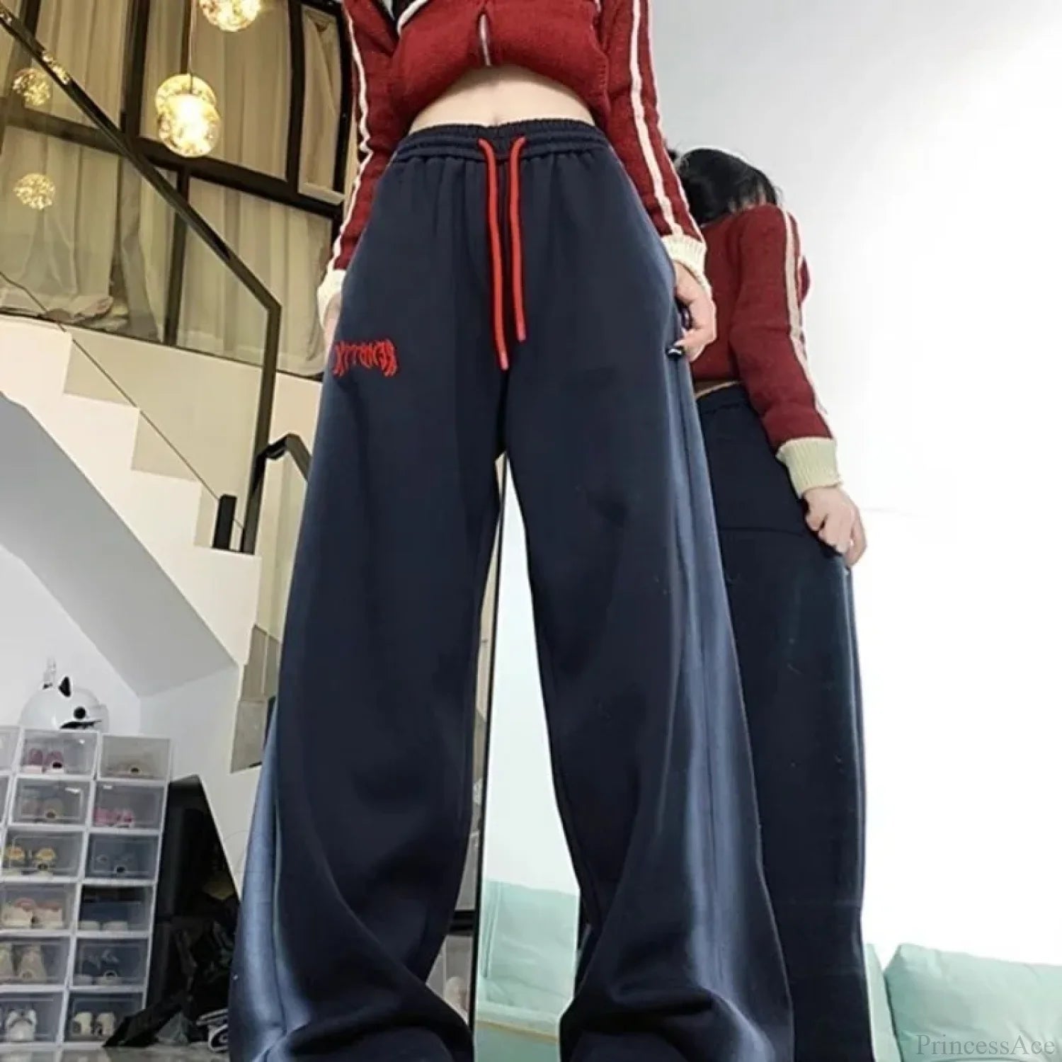 Vintage Fleece Sweatpants Winter Pants
