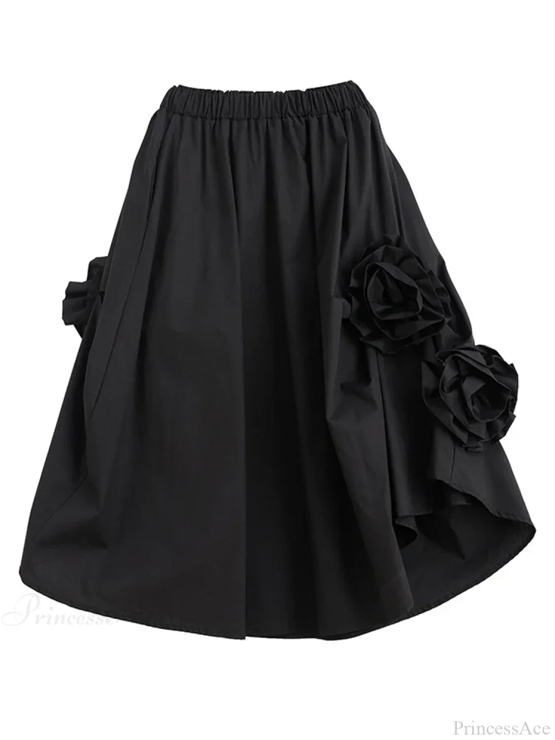 Vintage Floral Loose Midi Skirt Black / One Size