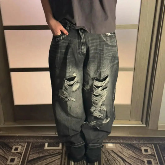 Vintage Gothic High-Waisted Torn Trouser
