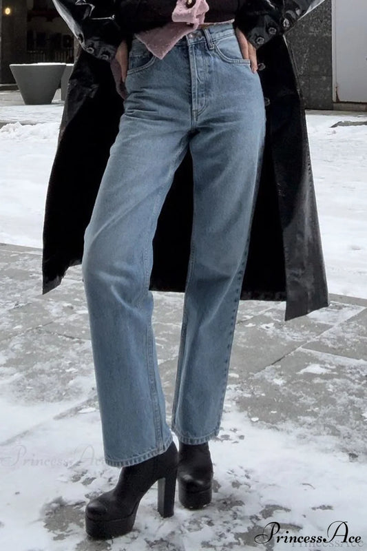 Vintage High-Rise Straight-Leg Pencil Fit Jeans Blue / S